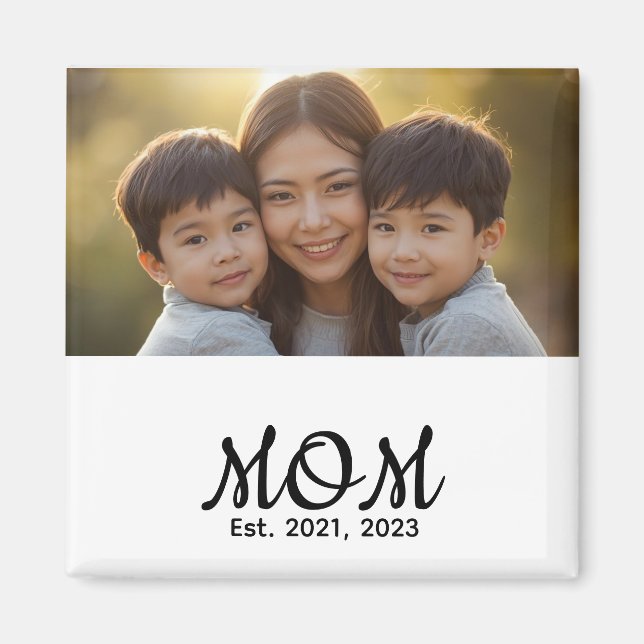 Imán Custom Mom Established Modern Script Photo (Frente)