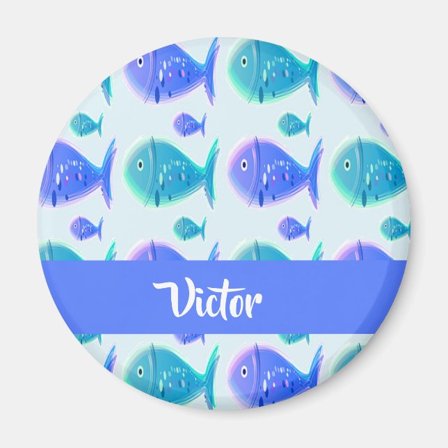 Imán Custom name blue fish (Frente)