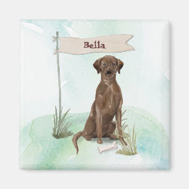 Imán Custom Name Chocolate Lab Pet Dog