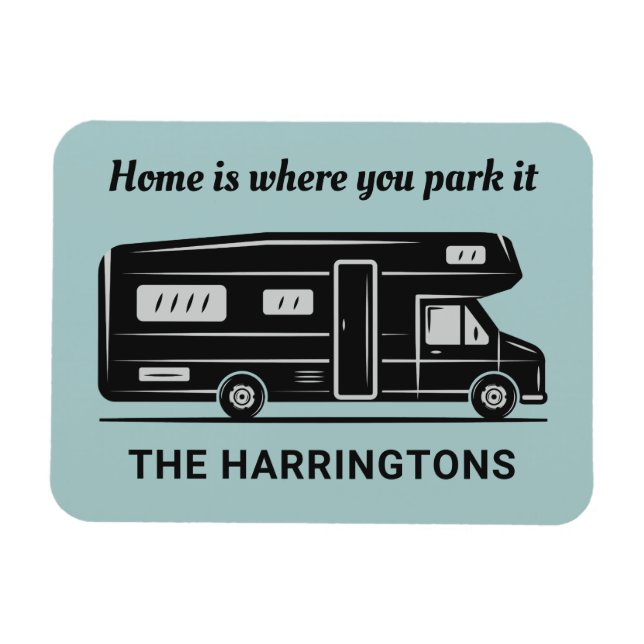 Imán Custom name, text & color Camper Van (Horizontal)