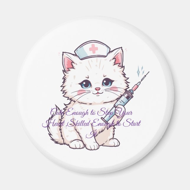 Imán Custom Nurse Cat Skilled Enough (Frente)