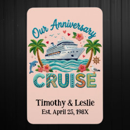 Imán Custom Our Anniversary Faux Embroidery Cruise Door