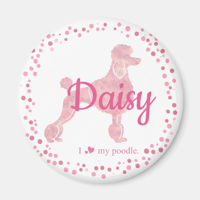 Imán Custom Pastel Pink Poodle Silhouette  Magnet (Frente)