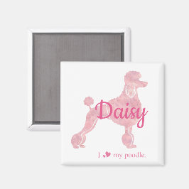 Imán Custom Pastel Pink Poodle Silhouette Magnet