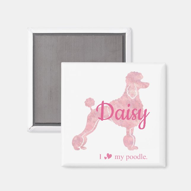 Imán Custom Pastel Pink Poodle Silhouette  Magnet (Anverso/Reverso)