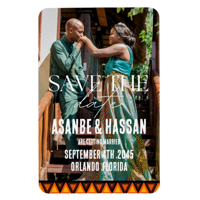 Imán Custom Photo African Ethnic Wedding Save the Date  (Vertical)