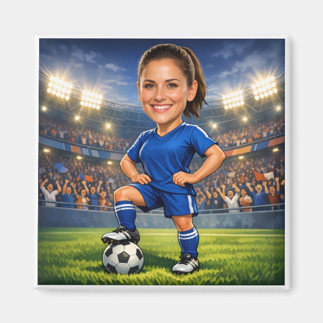 Imán Custom Photo-Face Soccer/Football Star Caricature (Frente)