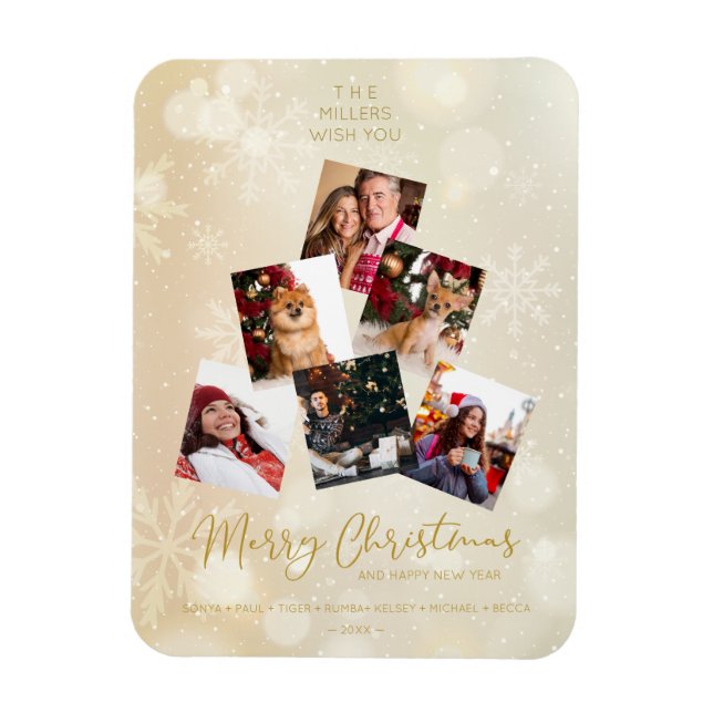 Imán Custom Photo Family Christmas Tree Happy New Year (Vertical)