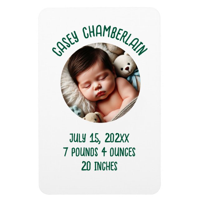 Imán custom photo newborn baby announcement (Vertical)