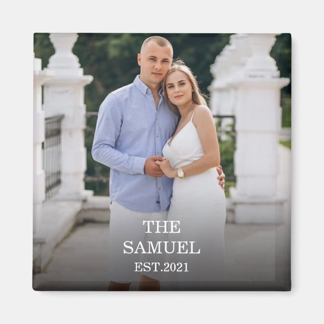 Imán Custom Photo Romantic Keepsake with Names & Date (Frente)