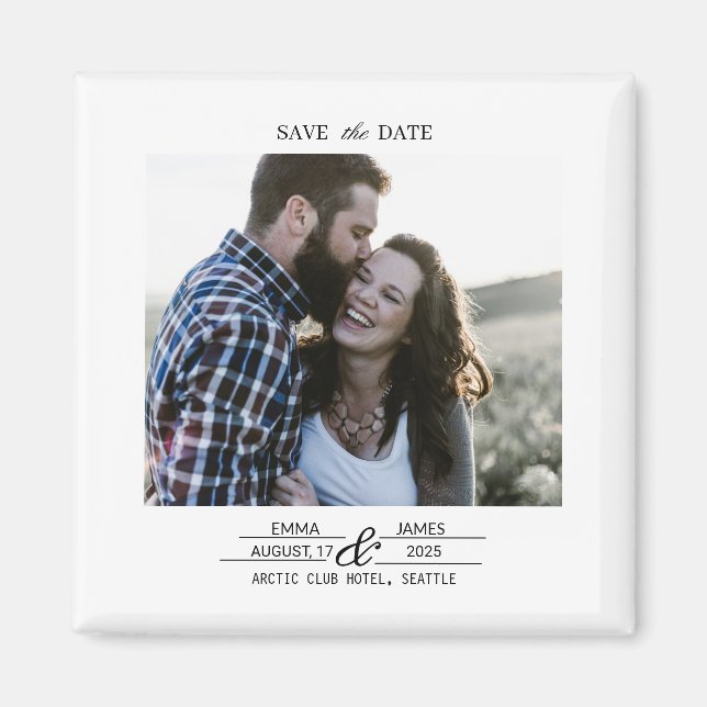 Imán Custom Photo Save the Date Wedding magnet (Frente)