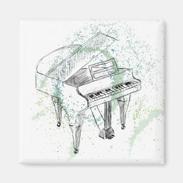 Imán Custom Piano Illustration Art Drawing Music Lovers (Frente)