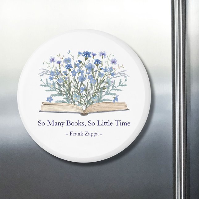 Imán Custom Quote Blue Wildflowers Grow From Book (In situ)