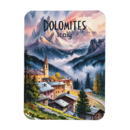 Imán Custom Text Dolomites Alps Italy Travel Watercolor