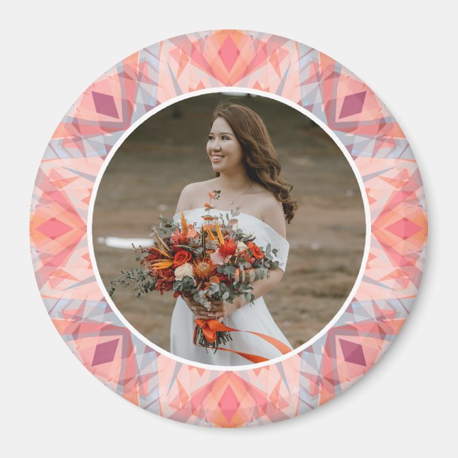 Imán Custom Wedding Anniversary Pink Peach Star Photo (Frente)