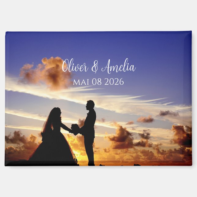Imán custom your photo personalized name wedding magnet (Anverso)