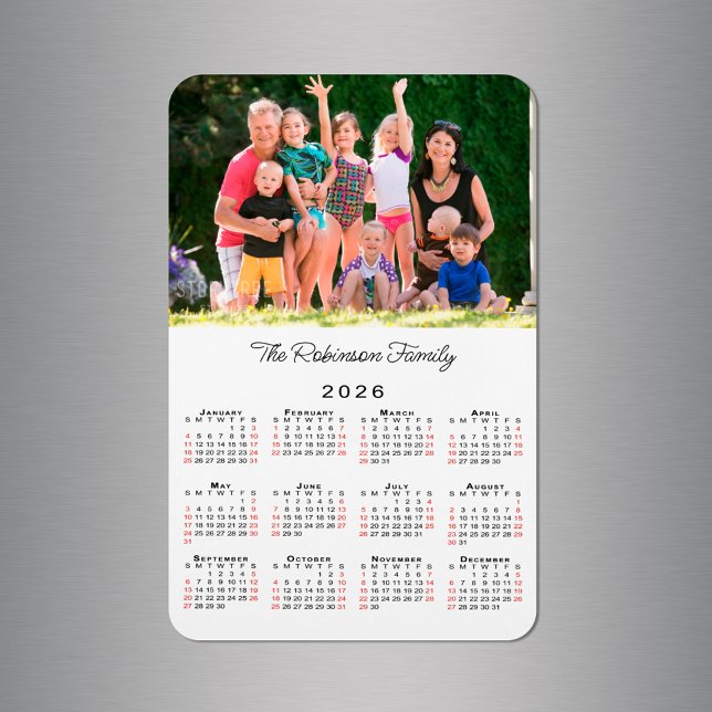 Imán Customizable Photo Name 2026 Calendar (Customizable Photo Name 2026 Calendar Magnet in situ)