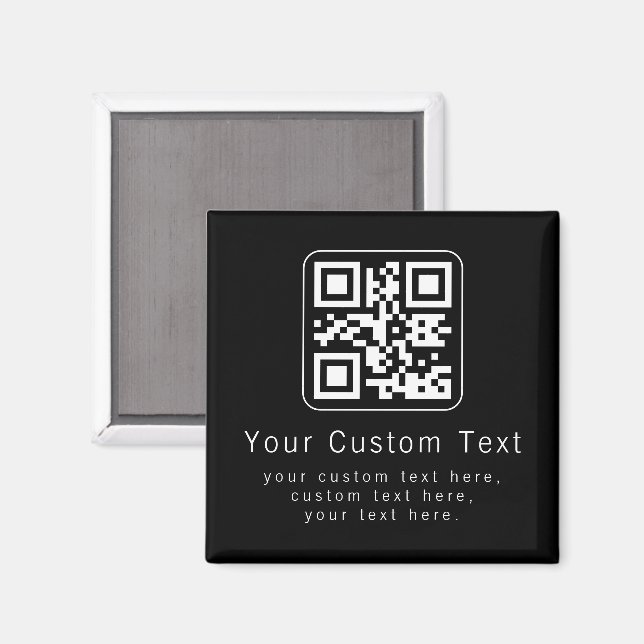 Imán Customizable QR Code & Editable Text Template (Anverso/Reverso)