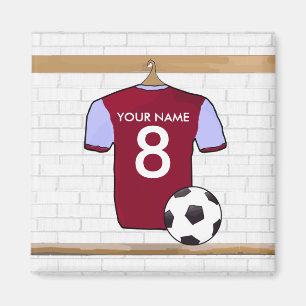 Imán Customizable Soccer Shirt (claret and blue) Magnet