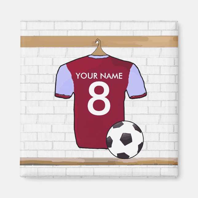 Imán Customizable Soccer Shirt (claret and blue) Magnet (Frente)