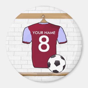 Imán Customizable Soccer Shirt (claret and blue) Magnet