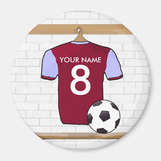 Imán Customizable Soccer Shirt (claret and blue) Magnet (Frente)