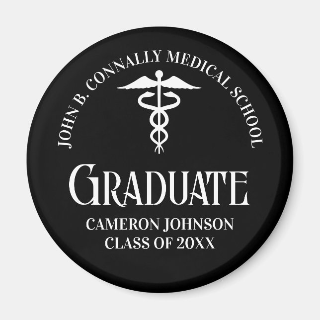 Imán Customized Black Medical School Graduation Party (Frente)