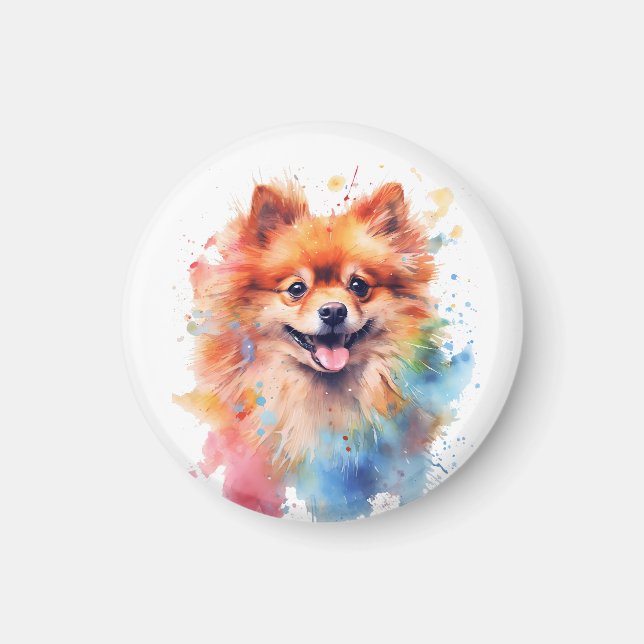 Imán Cuta acuarela Perro Pomeraniano (Frente)
