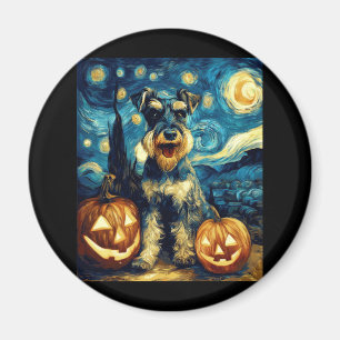 Imán Cuta miniatura Schnauzer Dog Halloween Jack O Lant