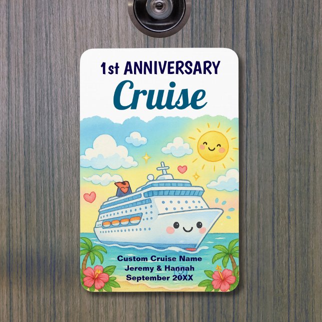 Imán Cute 1st Anniversary Cruise Stateroom Cabin Door (Cute 1st Anniversary Cruise Stateroom Cabin Door Magnet
)