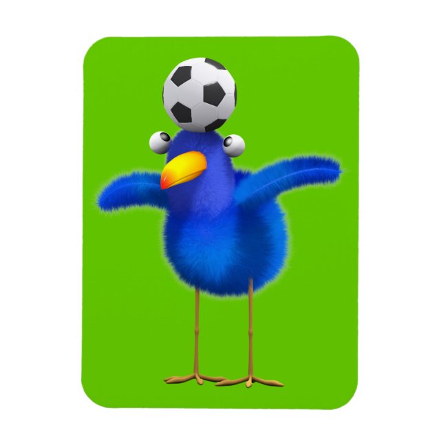 Imán Cute 3d Bird juega al fútbol (editable) (Vertical)