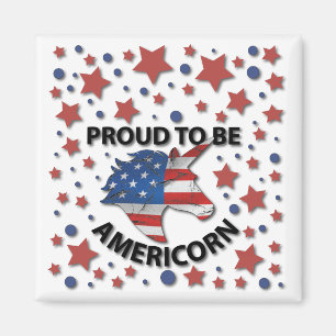 Imán Cute 4 de julio Americornio rojo, blanco y azul