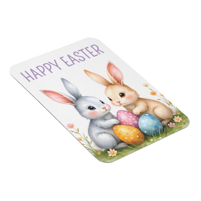Imán Cute acuarela Abundantes de Pascua Felices Pascuas (Lado Derecho)