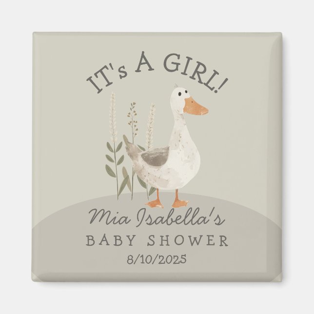 Imán Cute acuarela Goose Baby Shower Favnet (Frente)