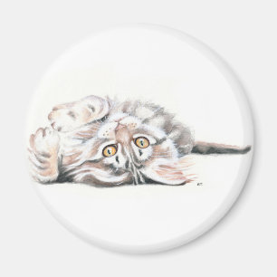 Imán Cute acuarela Maine Coon Kitty