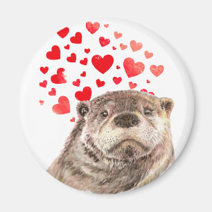 Imán Cute acuarela Otter Hearts Love Animal Humor