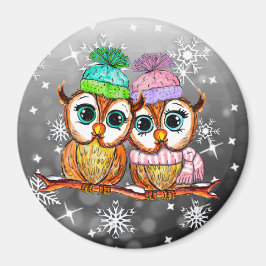 Imán Cute acuarela Owls Kitchen Refrigerador