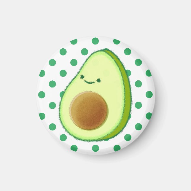 Imán Cute aguacate dibujando puntos de polka verde (Frente)
