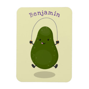Imán Cute aguacate salto cuerda personalizado ilustraci