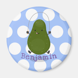 Imán Cute aguacate salto cuerda personalizado ilustraci