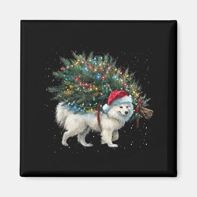 Imán Cute American Eskimo Dog In A Christmas Tree For M (Frente)