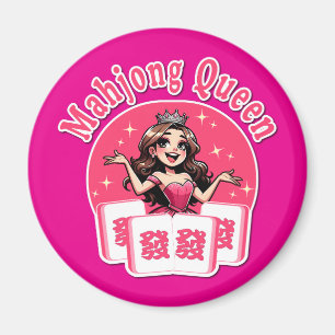Imán Cute American Mahjong Queen Corona Gráfica Rosa