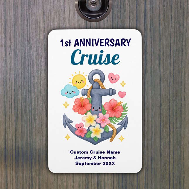 Imán Cute Anchor 1st Anniversary Cruise Cabin Door (Cute Anchor 1st Anniversary Cruise Cabin Door Magnet
)