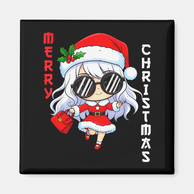 Imán Cute Anime Christmas Pajama Outfit Funny Holiday F (Frente)