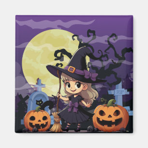 Imán Cute Anime Halloween Witch