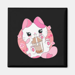 Imán Cute Anime Kawaii Cat Boba Bubble Tea Chicas Costu