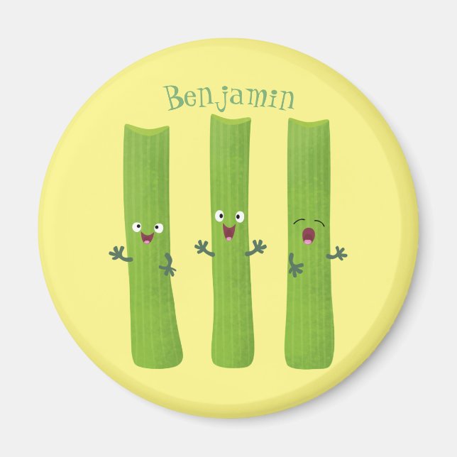 Imán Cute apio palitos trio verduras personalizados (Frente)