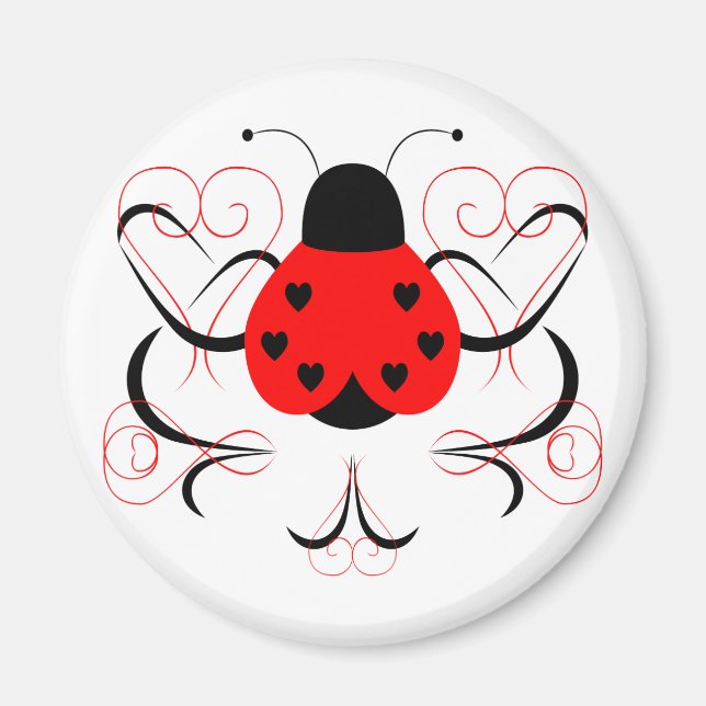 Imán Cute Artsy Heart Ladybug Magnet (Frente)