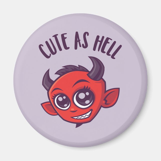 Imán Cute as Hell Devil con texto oscuro (Frente)