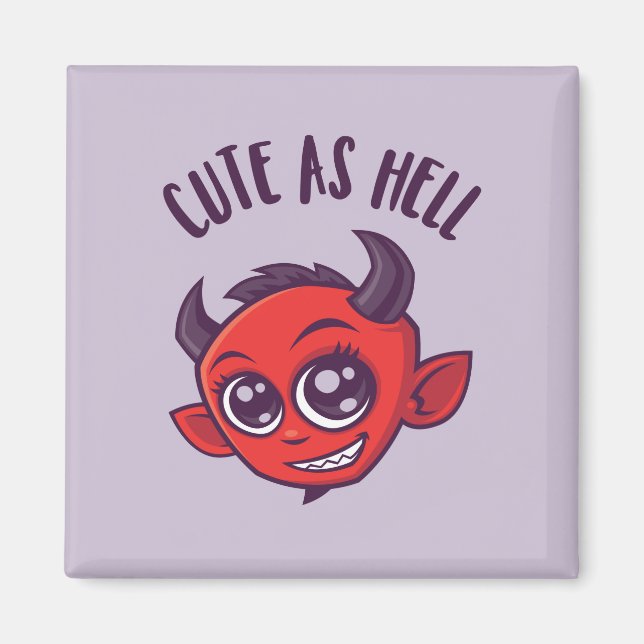 Imán Cute as Hell Devil con texto oscuro (Frente)